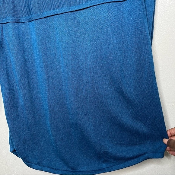 J. Jill Women Sweatshirt Small Blue Tunic 3/4 Sleeve Knit Round Neck Wool blend - Picture 9 of 9